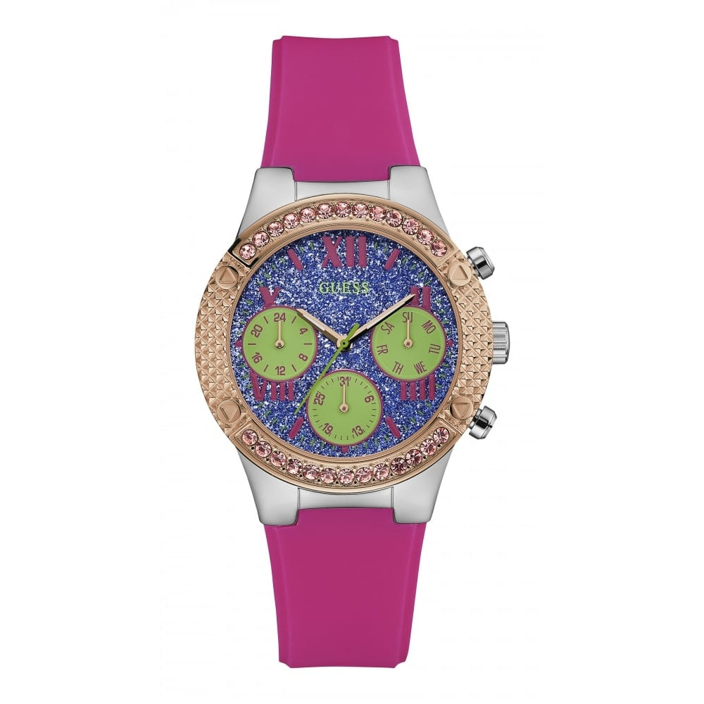 Rose Gold Plated Pink Multifunction Ladies Wristwatch