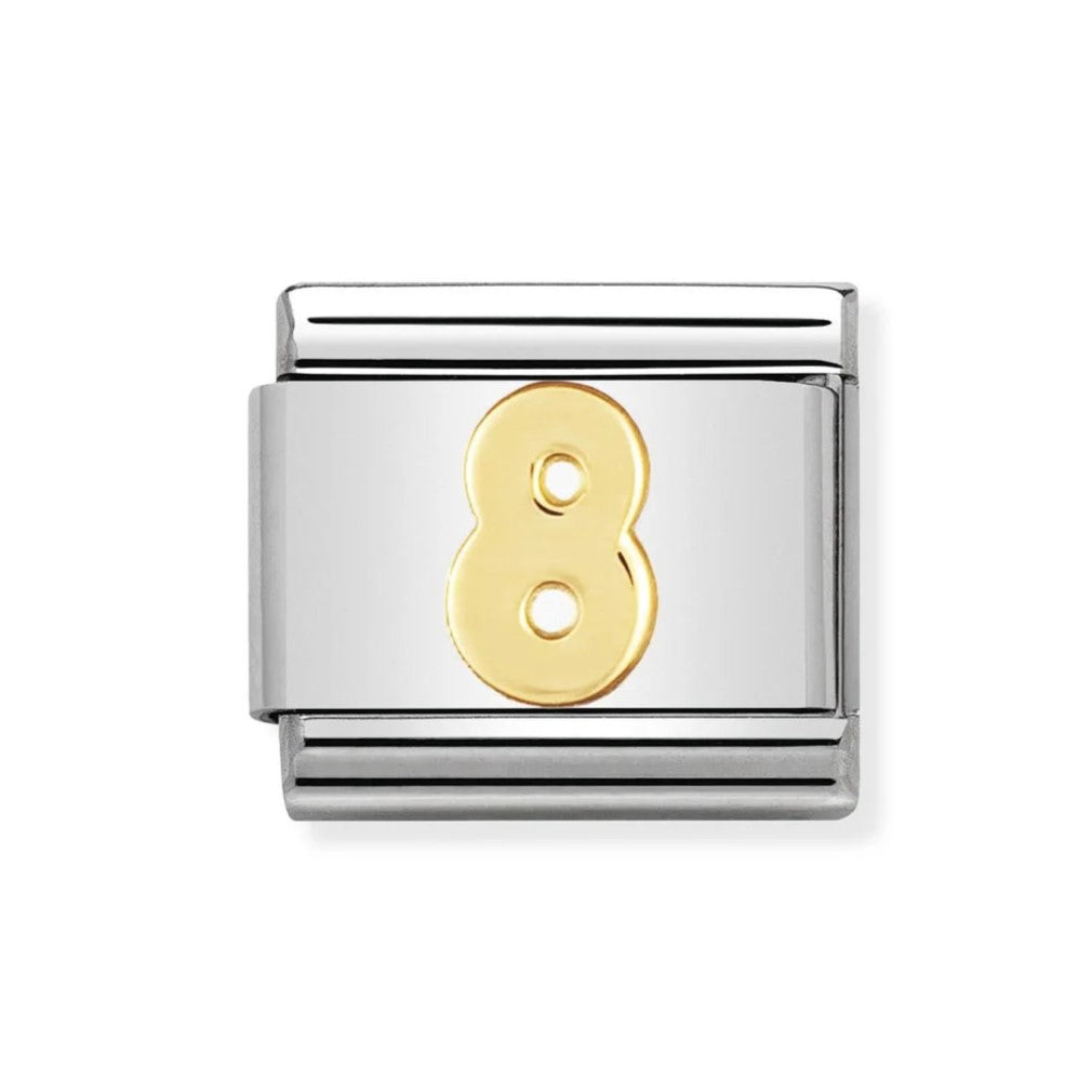 Classic 8 Number In Stainless Steel With 18k Gold Charm