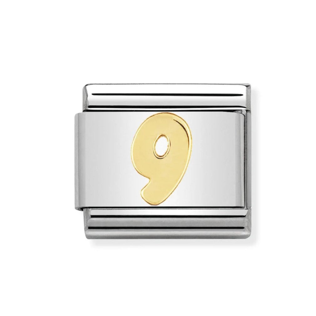 Classic 9 Number In Stainless Steel With 18k Gold Charm