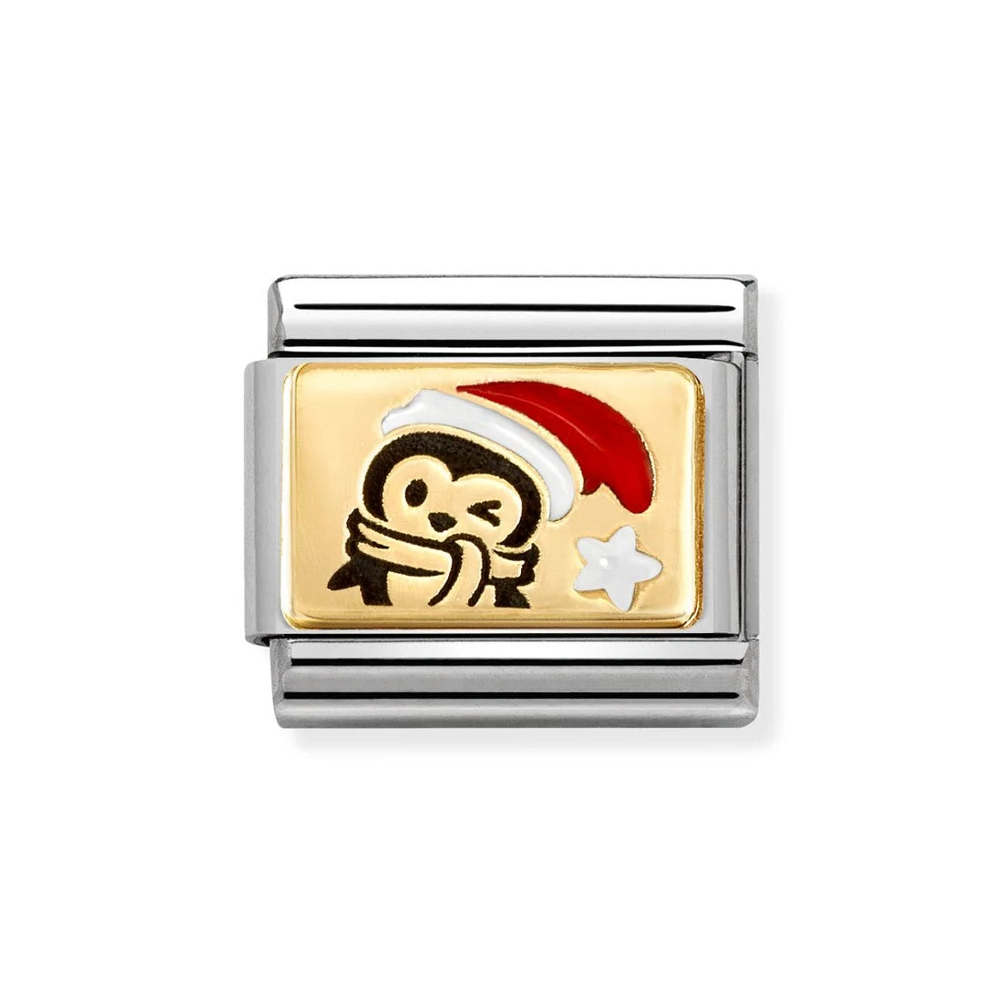 Classic 18k Gold Penguin With Santa Hat Link