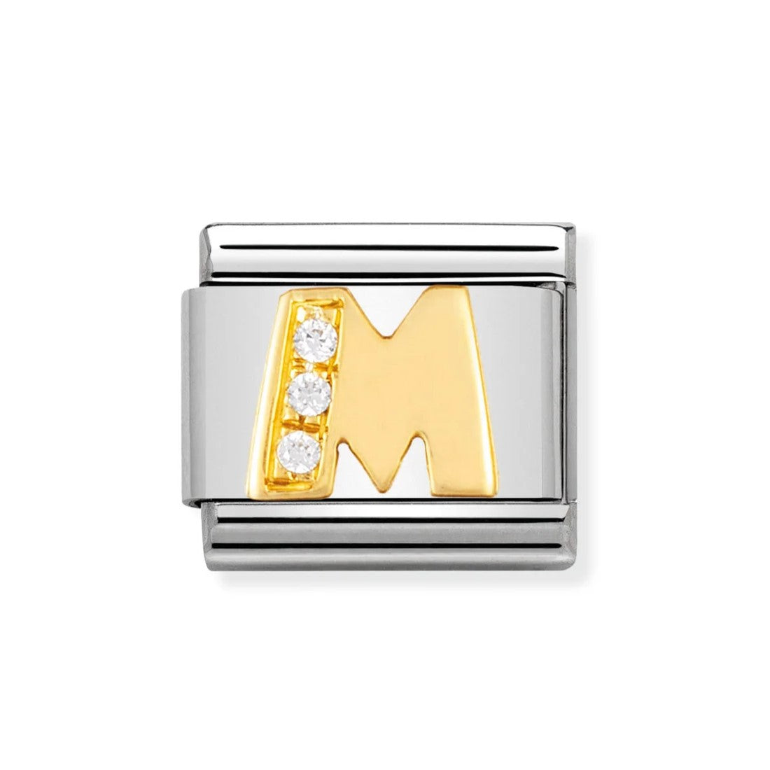 Gold CZ Letter M Classic Charm