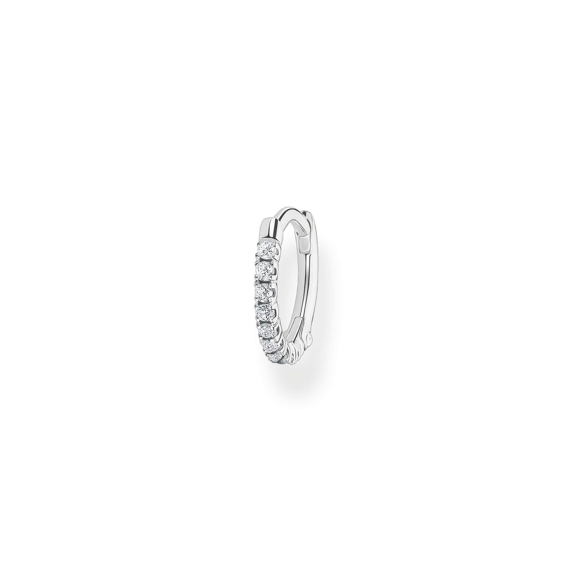 White CZ Single Hoop Earring