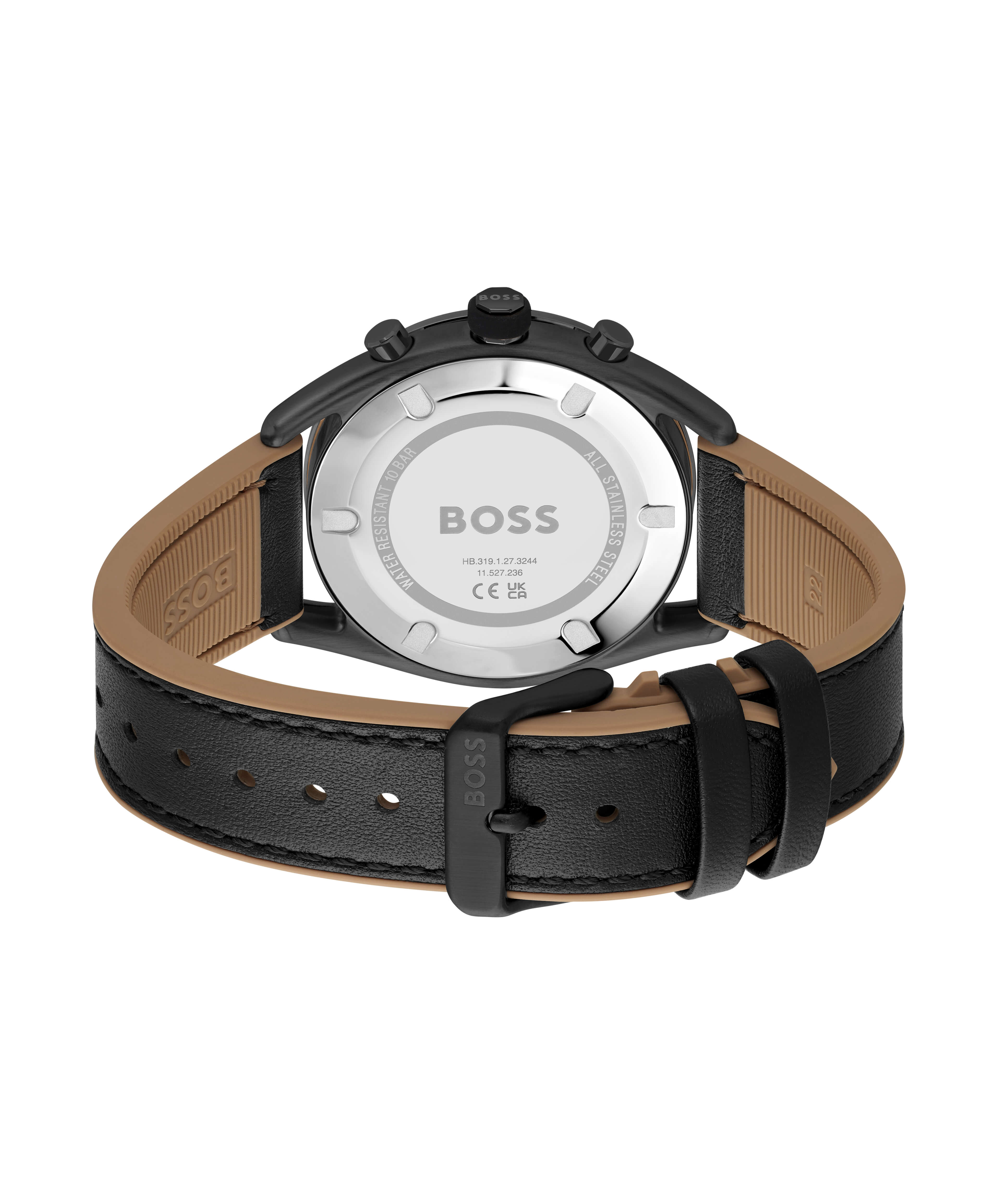 Centre Court Black Chronograph Dial Black Strap Watch