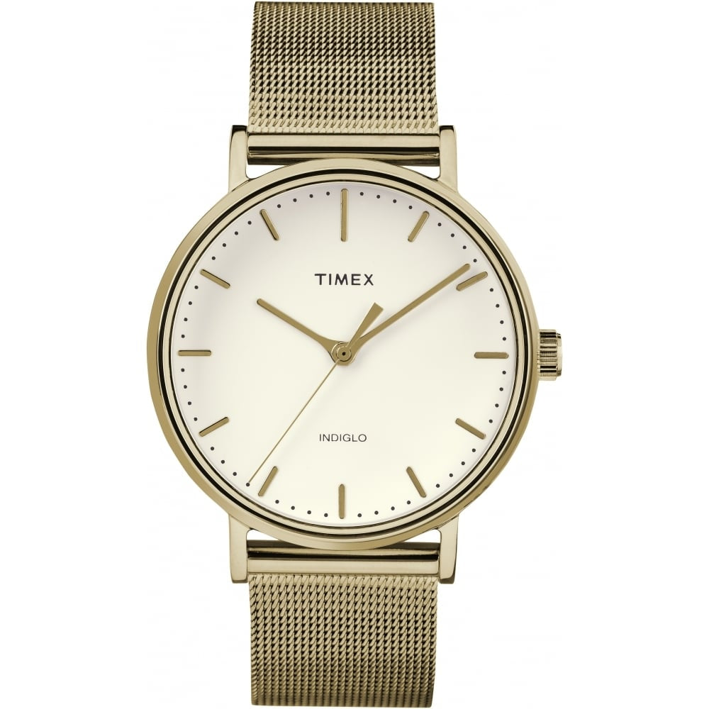 Fairfield Gold Plated White Dial & Mesh Bracelet Strap