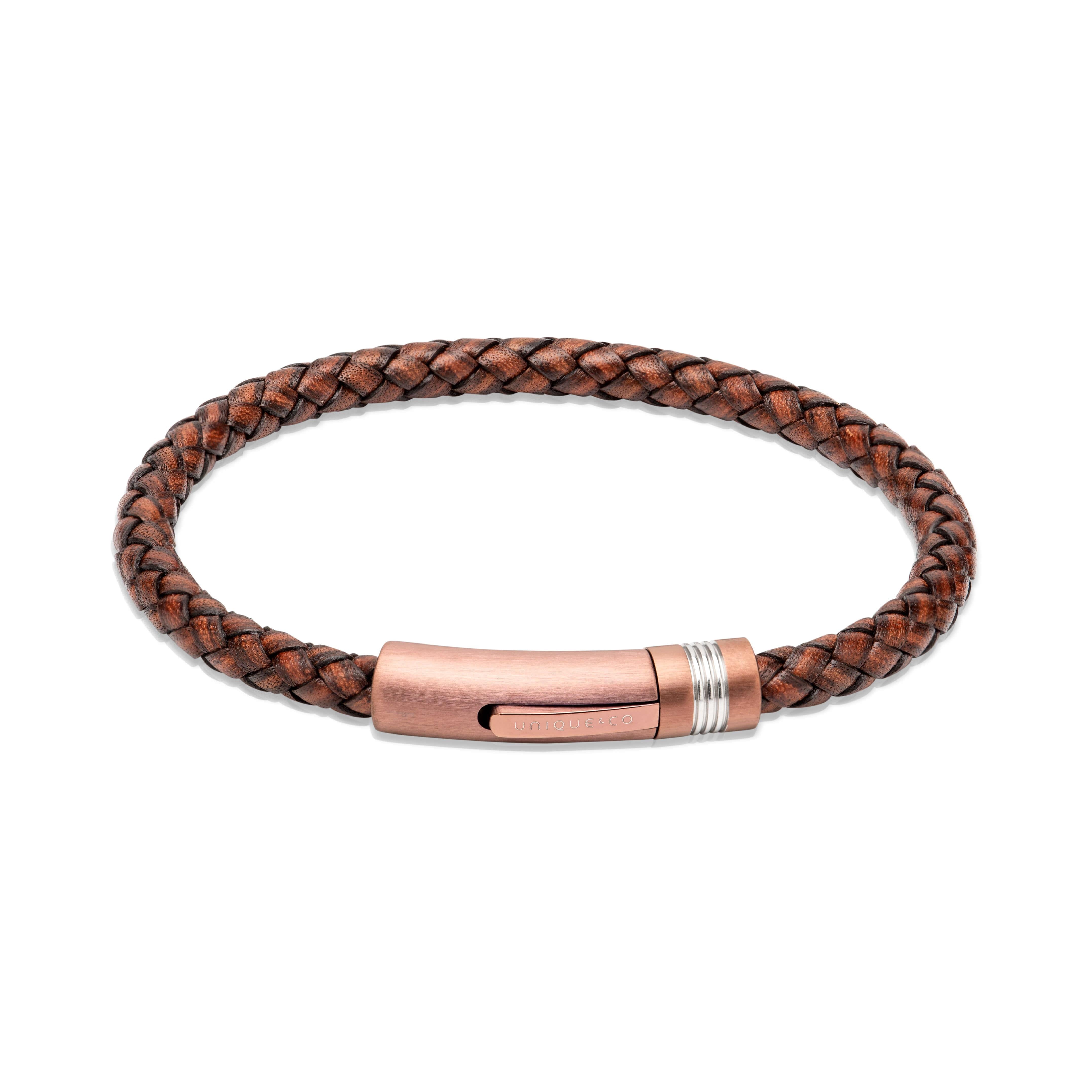 Anti. Brown Leather Bracelet With Brown IP Clasp