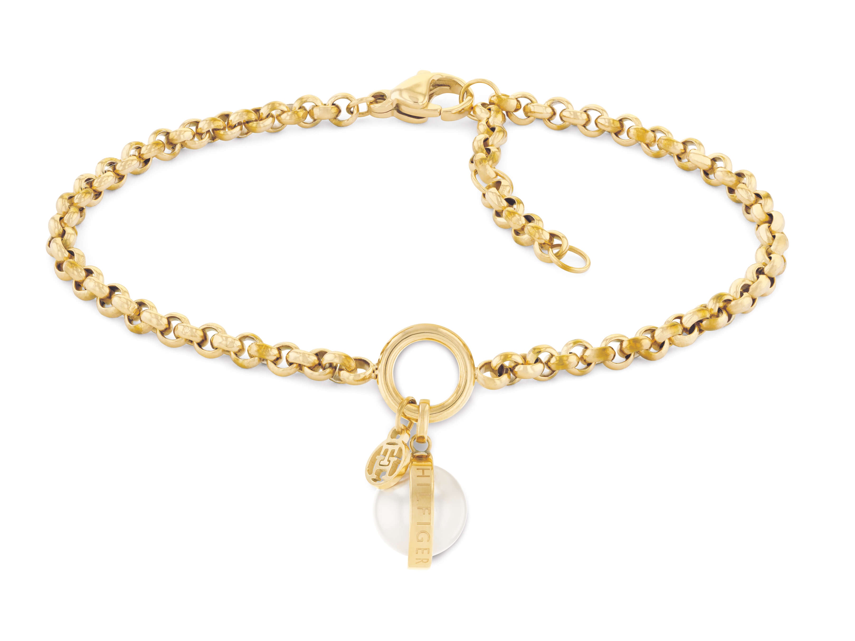Gold Plated Orb Pearl Charm Bracelet
