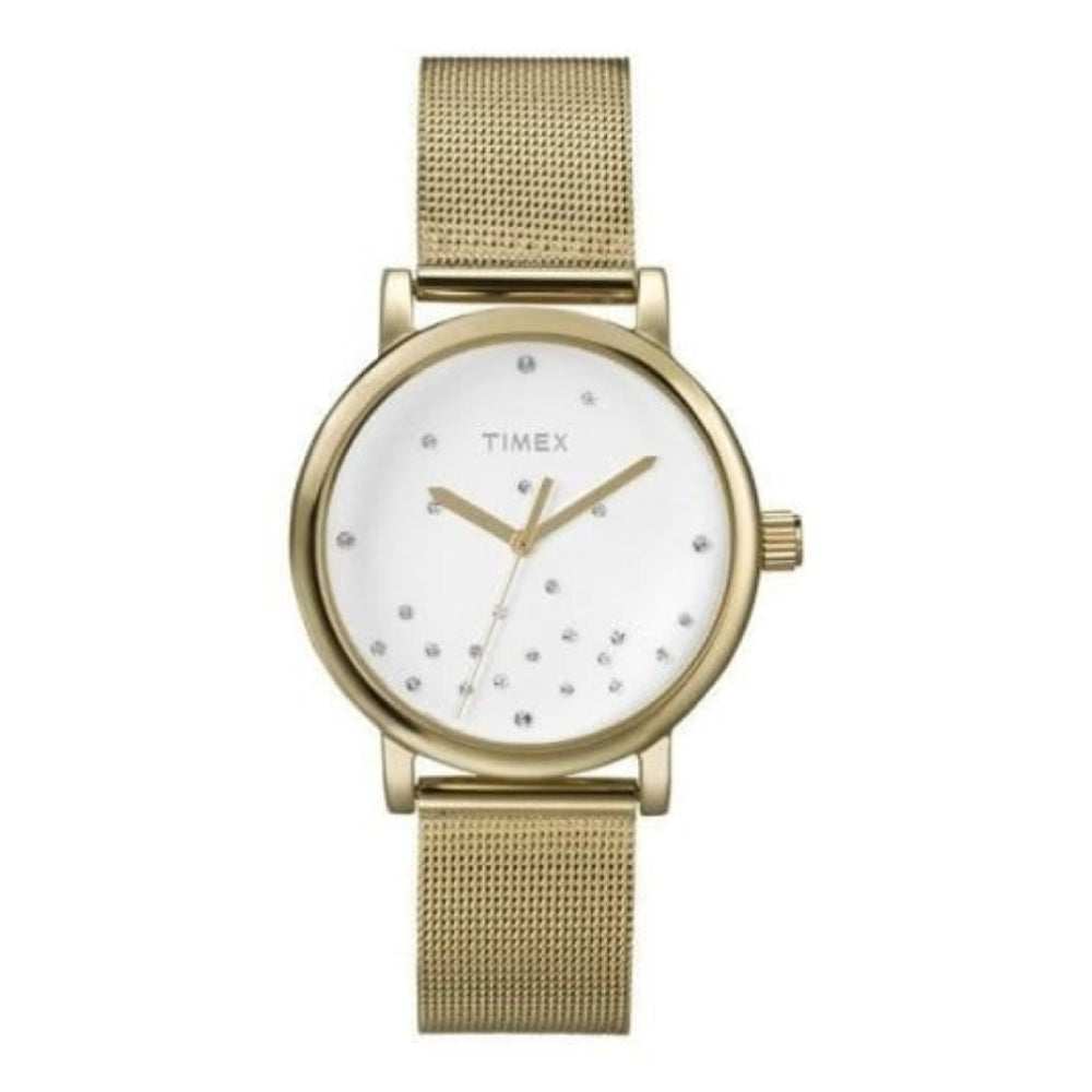 Ladies Scattered Crystals Gold Plated Watch