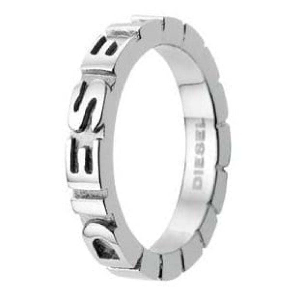 Ladies Large Silver Stainless Steel 3D Logo Ring