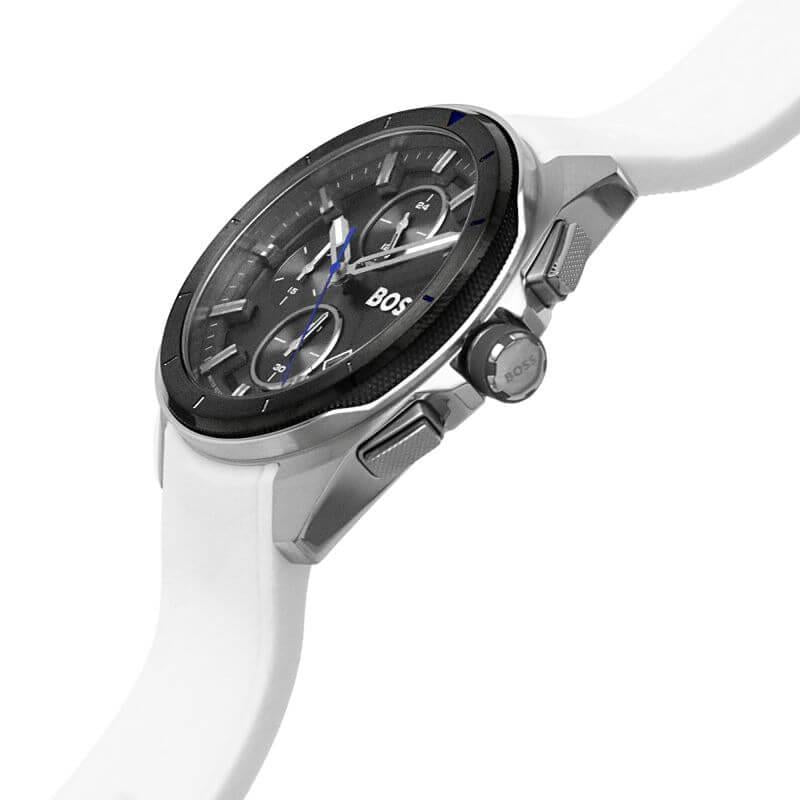 Volane Grey Chronograph Dial White Rubber Strap Gents Watch
