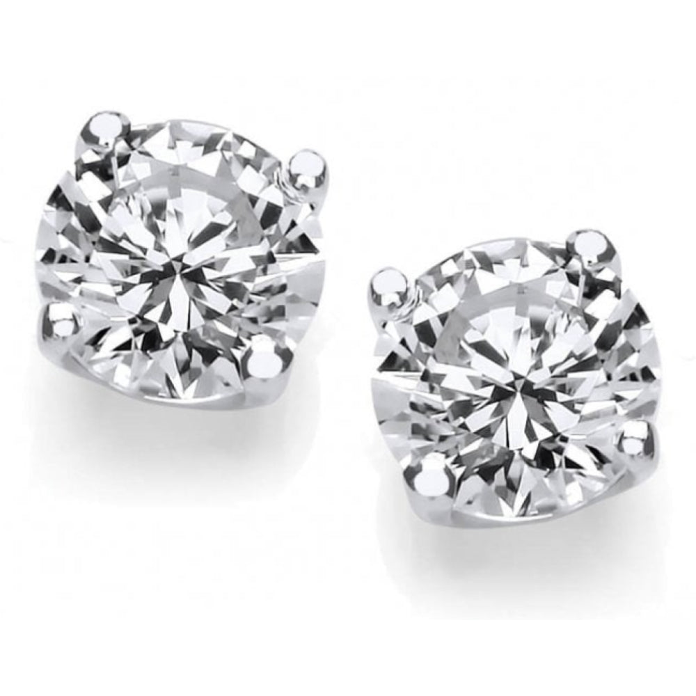 Silver CZ Simple Solitaire Earrings (5mm) 1/2ct