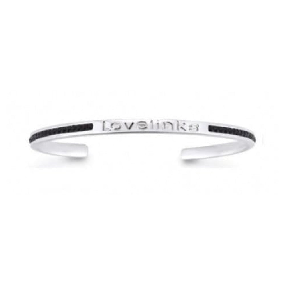Ladies Sterling Silver Black Crystal Bangle