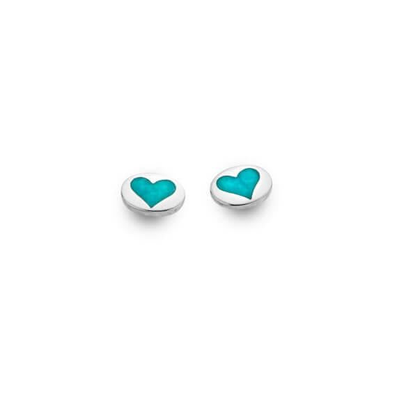 Origins Turquoise Heart In Round Stud Earrings