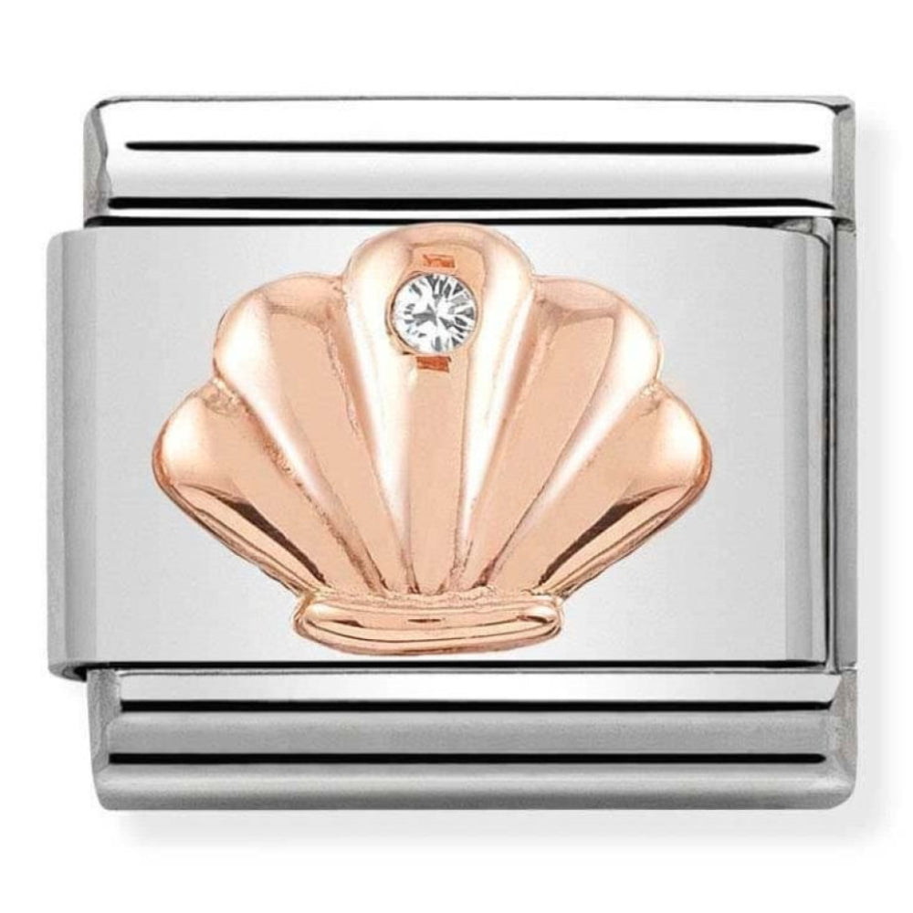 Composable Classic Symbols In Steel, 9k Rose Gold & CZ Shell Charm