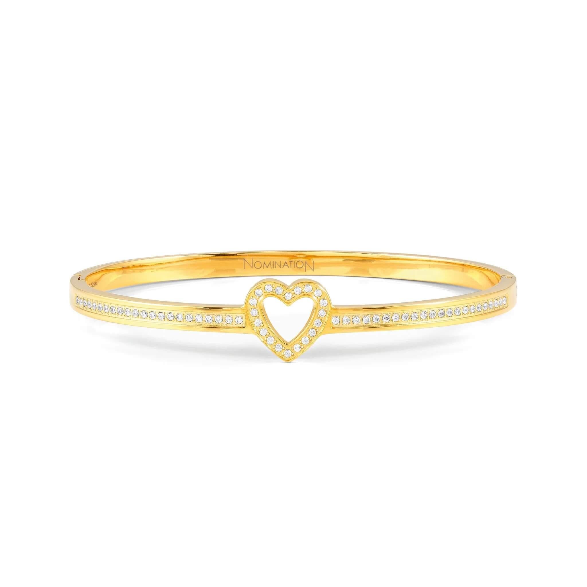 Pretty Bangle In YG With CZ Heart
