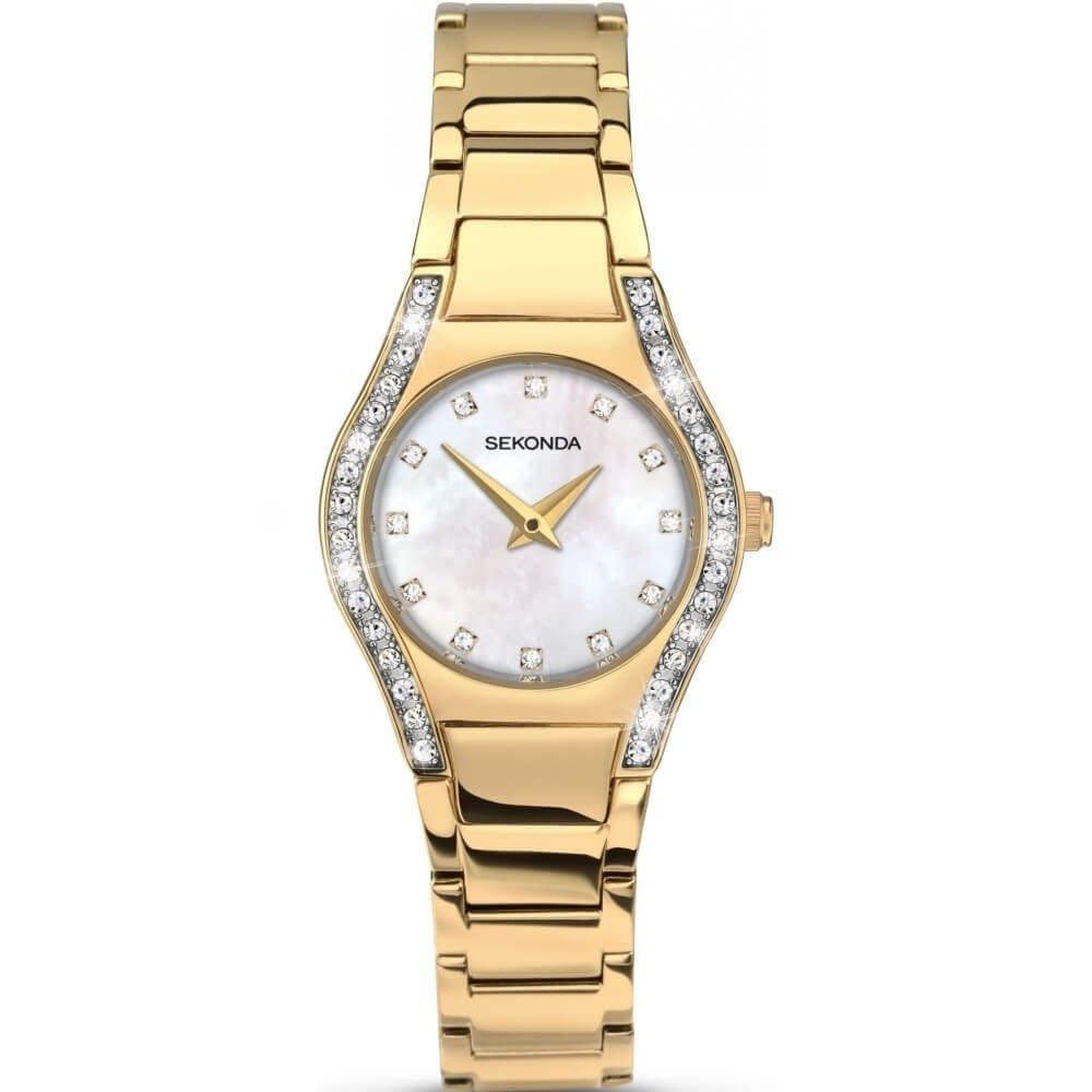 Ladies' Gold Tone Stone Set Bracelet Watch