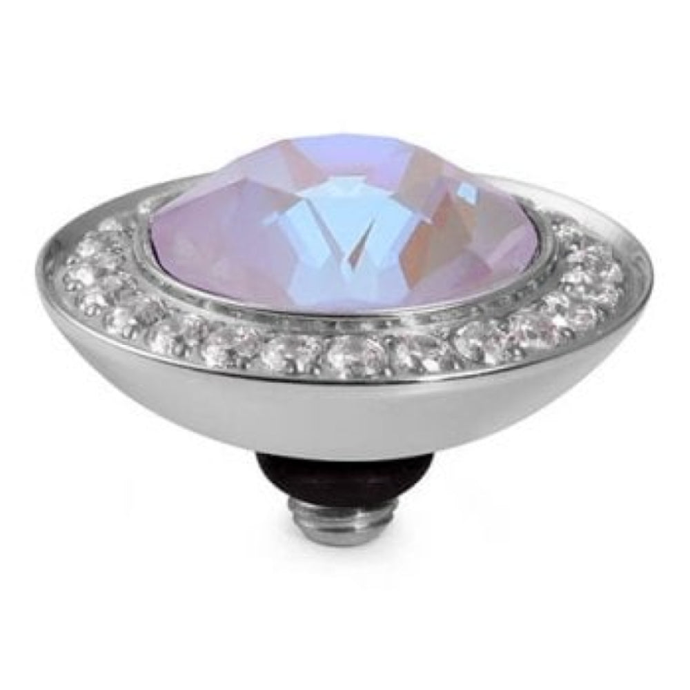 13mm Interchangeable Tondo Deluxe Lavender Delite Crystal Top in S/P With Crystal Bordered