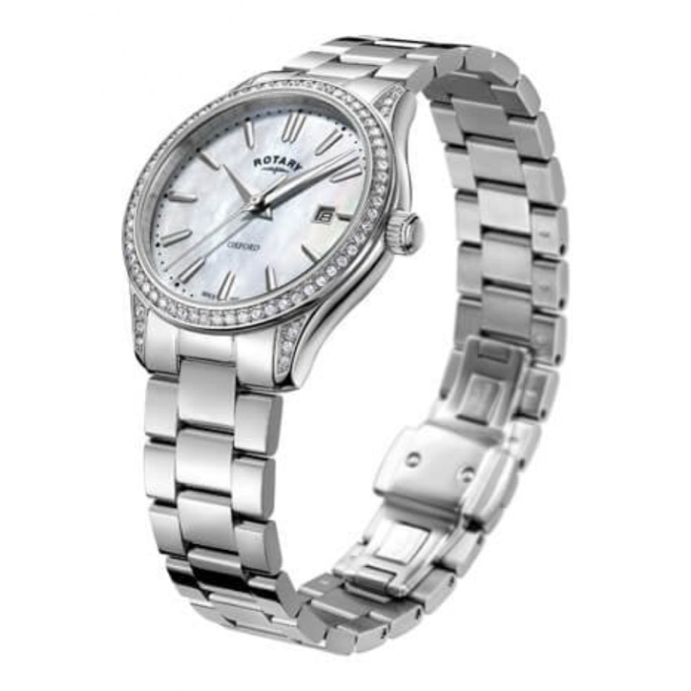 Stainless Steel Case With Stones Around & Bracelet Strap Ladies Oxford Watch