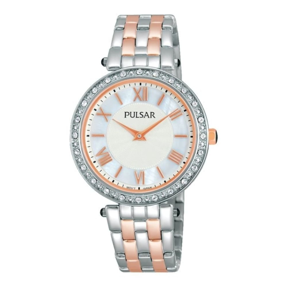 Womens Rose Gold and Silver Coloured Strap Watch