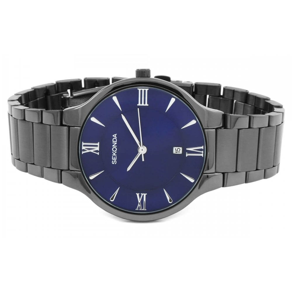 Gent's Black Ion-Plated Steel Bracelet Watch