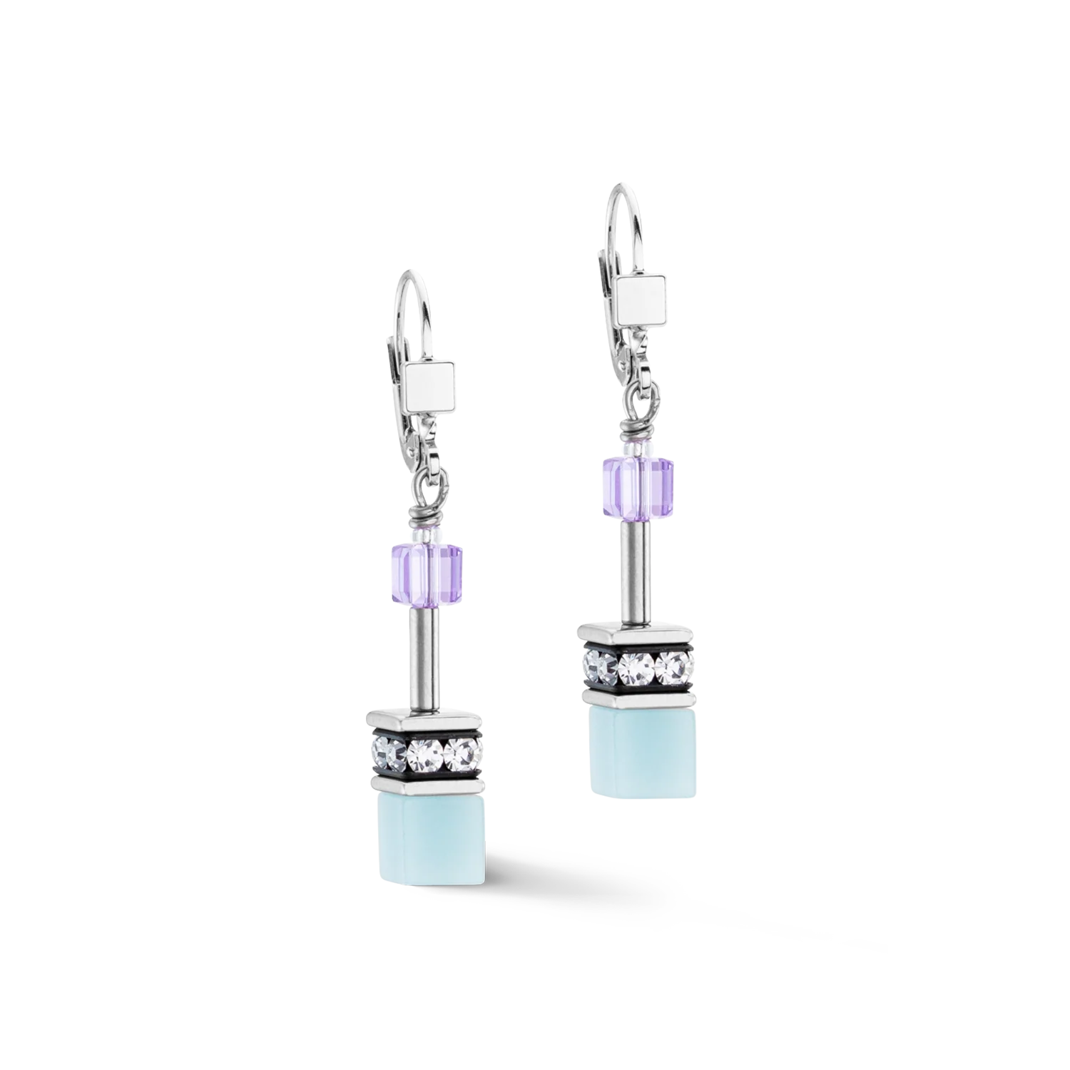 GeoCUBE Iconic Aqua Lilac Earrings