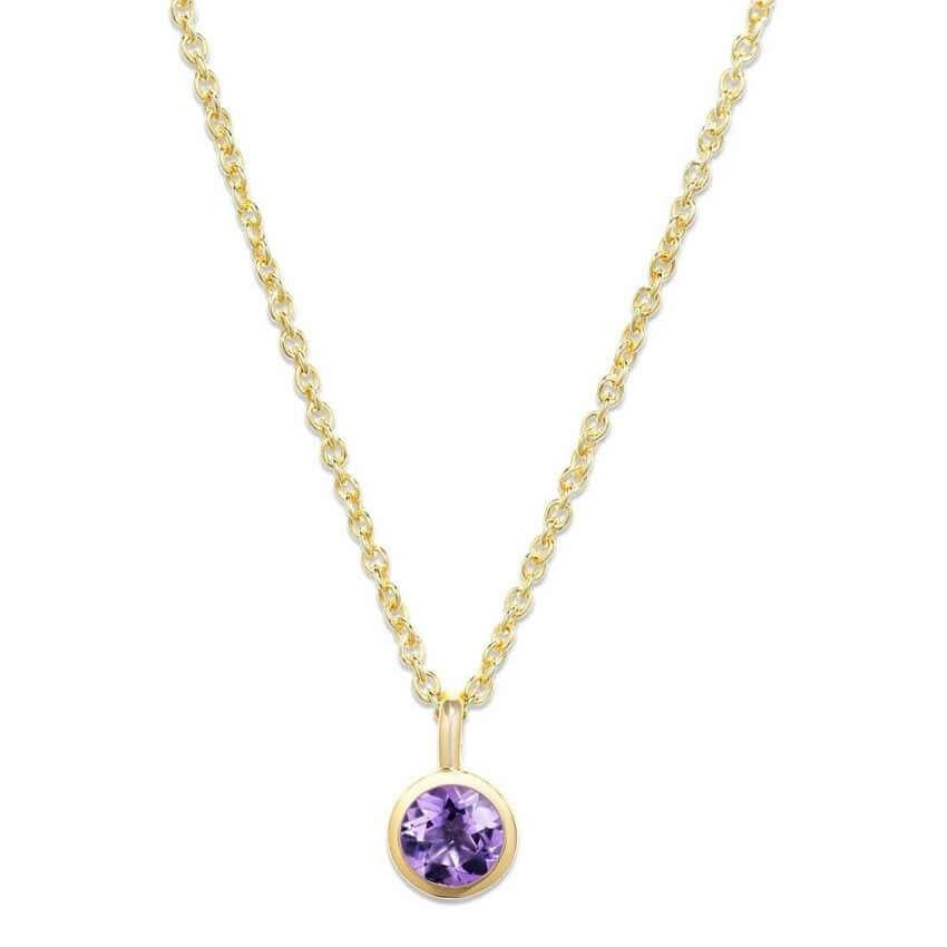 Gold Plated Amethyst Pendant Necklace