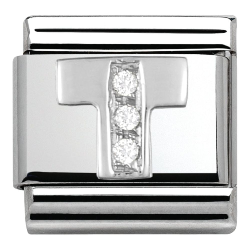 Classic Silver CZ 'T' Link