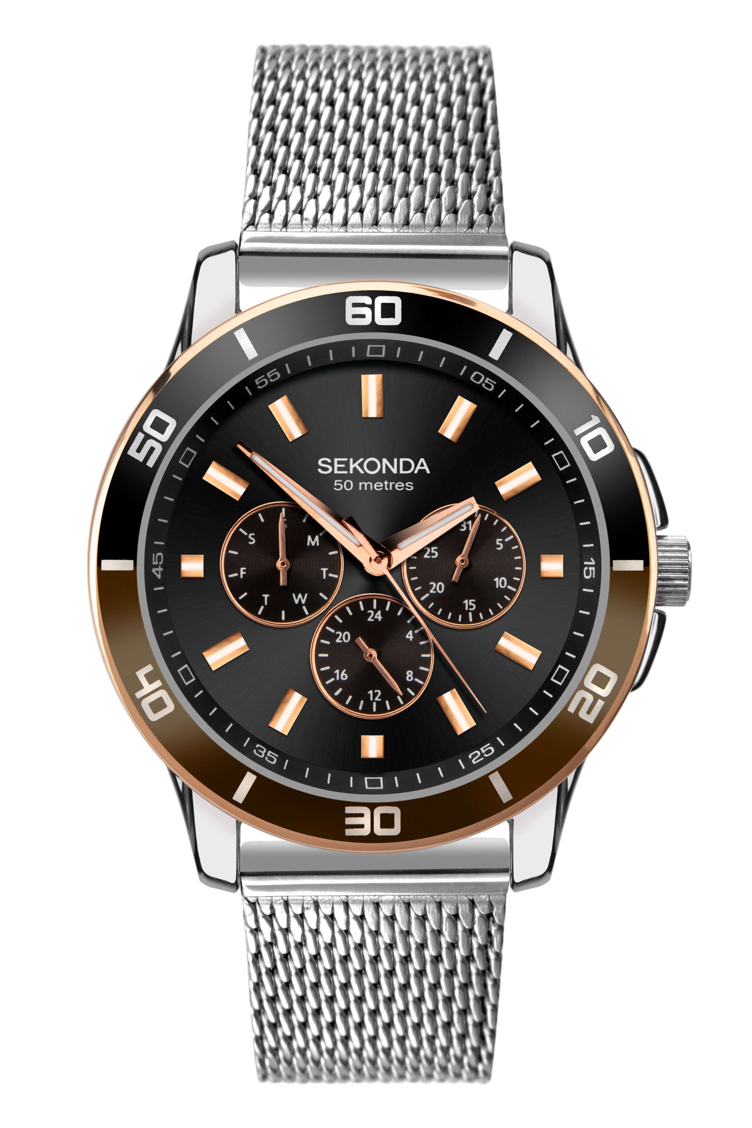 Multifunction Milanese Stainless Steel Bracelet Gents Watch