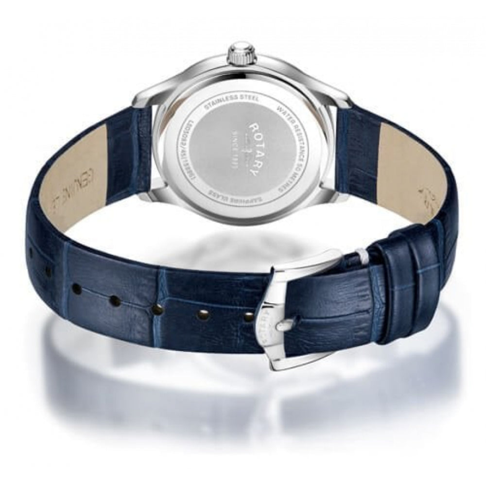 Stainless Steel Case With Stones Around Black Dial & Black Leather Strap Ladies Oxford Watch