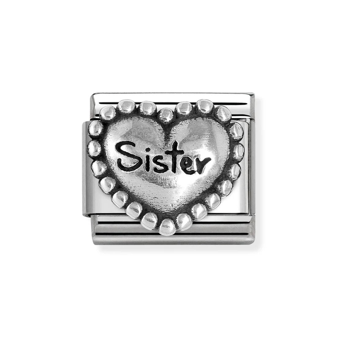 Classic Silver Heart With Dots Sister Symbol Link