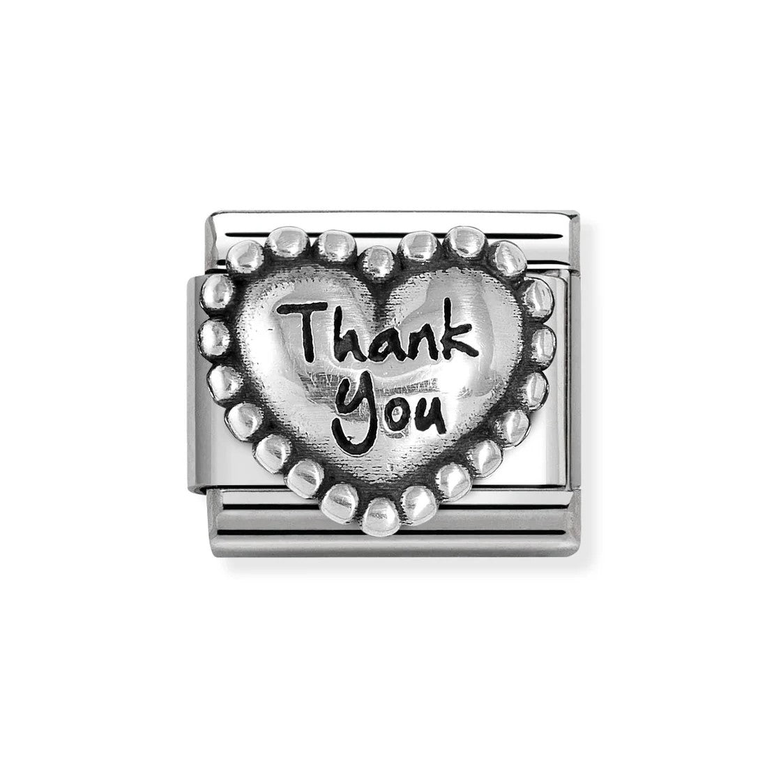 Classic Silver Heart With Dots Thank You Symbol Link