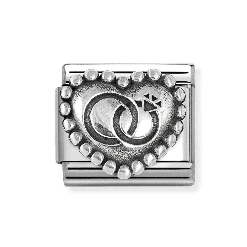 Composable Classic Steel Charm With Wedding Rings In 925 Silver