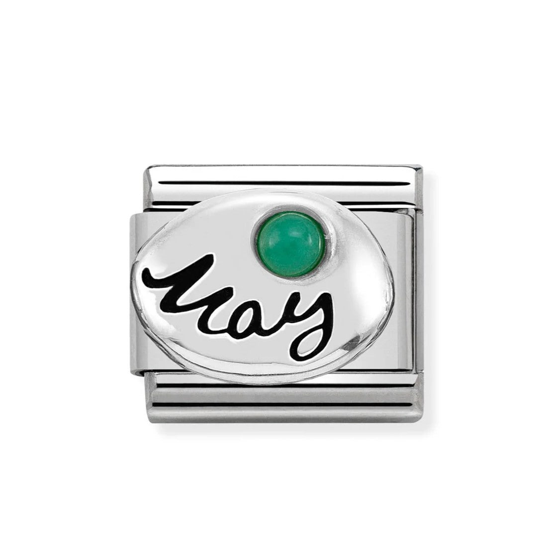 Composable Classic Steel & 925 Silver May Emerald Charm