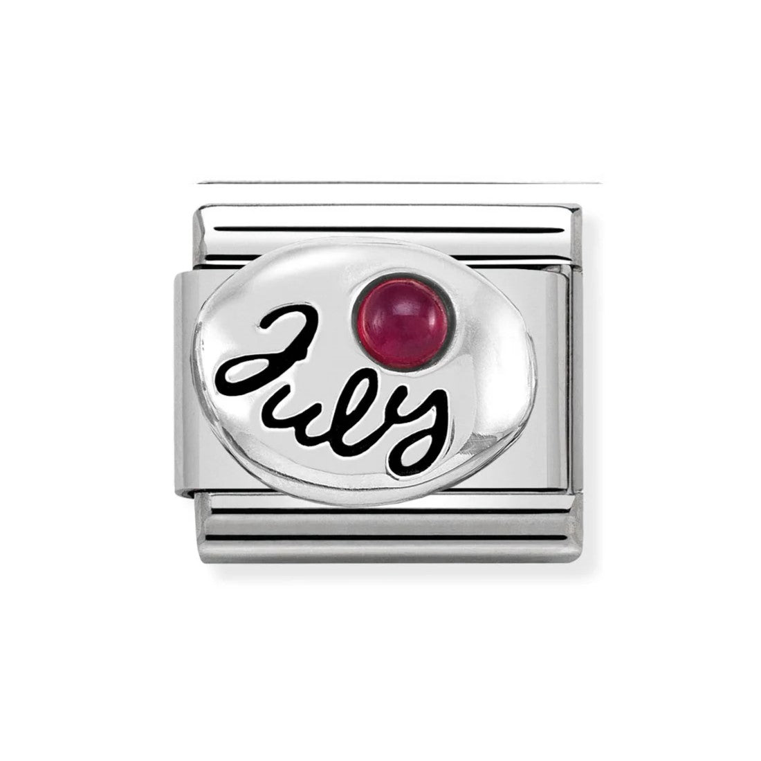 Composable Classic Steel & 925 Silver July Ruby Charm