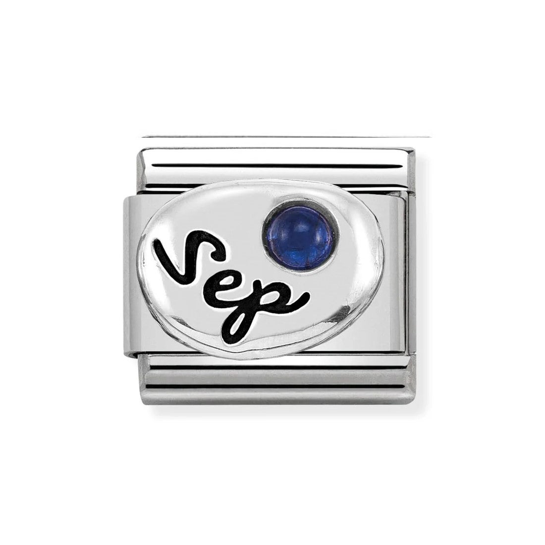 Composable Classic Steel & 925 Silver September Sapphire Charm