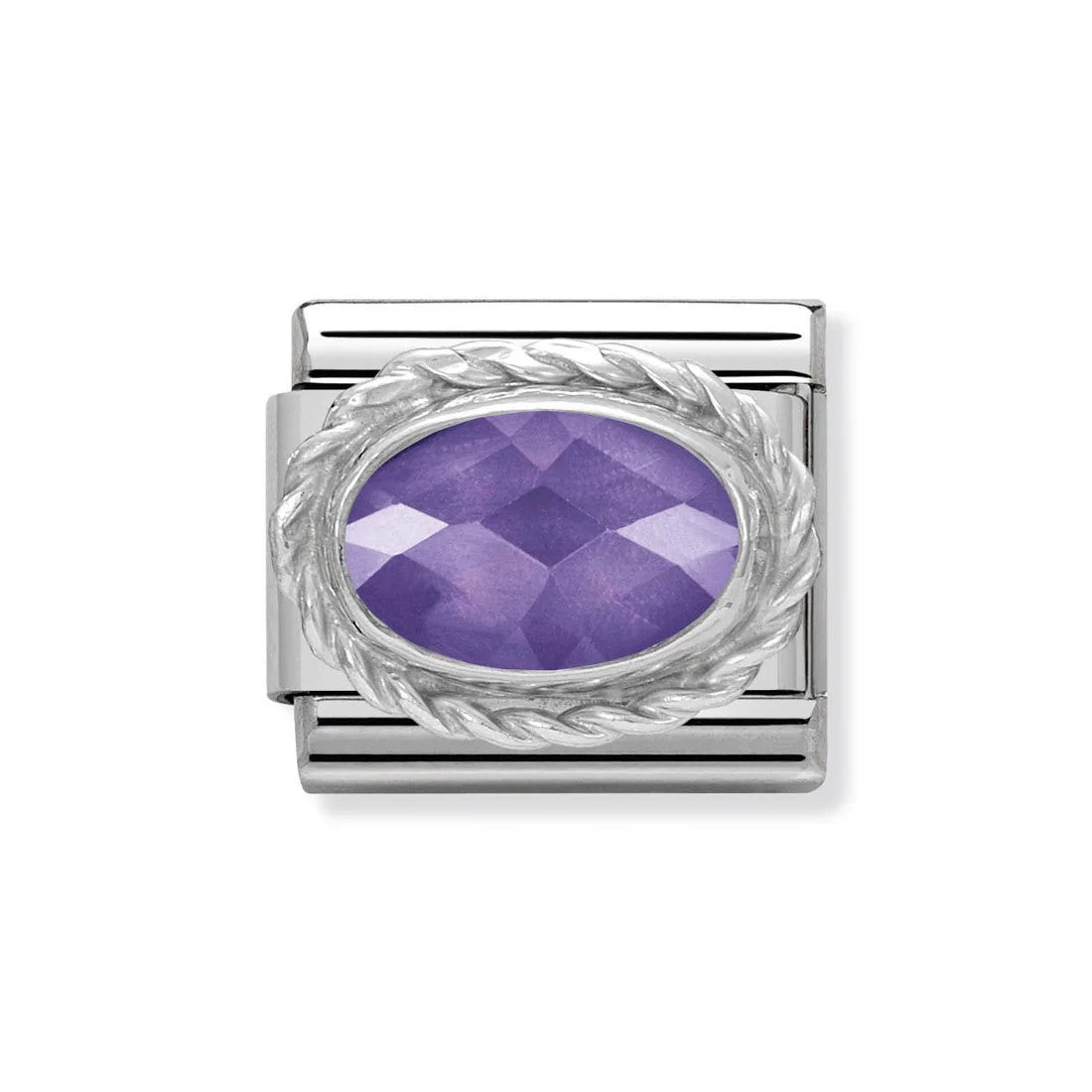 Classic Faceted Purple Oval CZ Silver Link