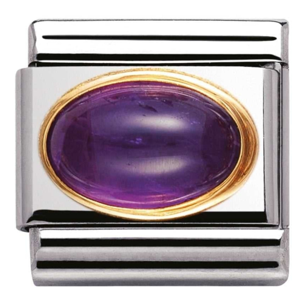 Classic Gold Set Amethyst Stone Link