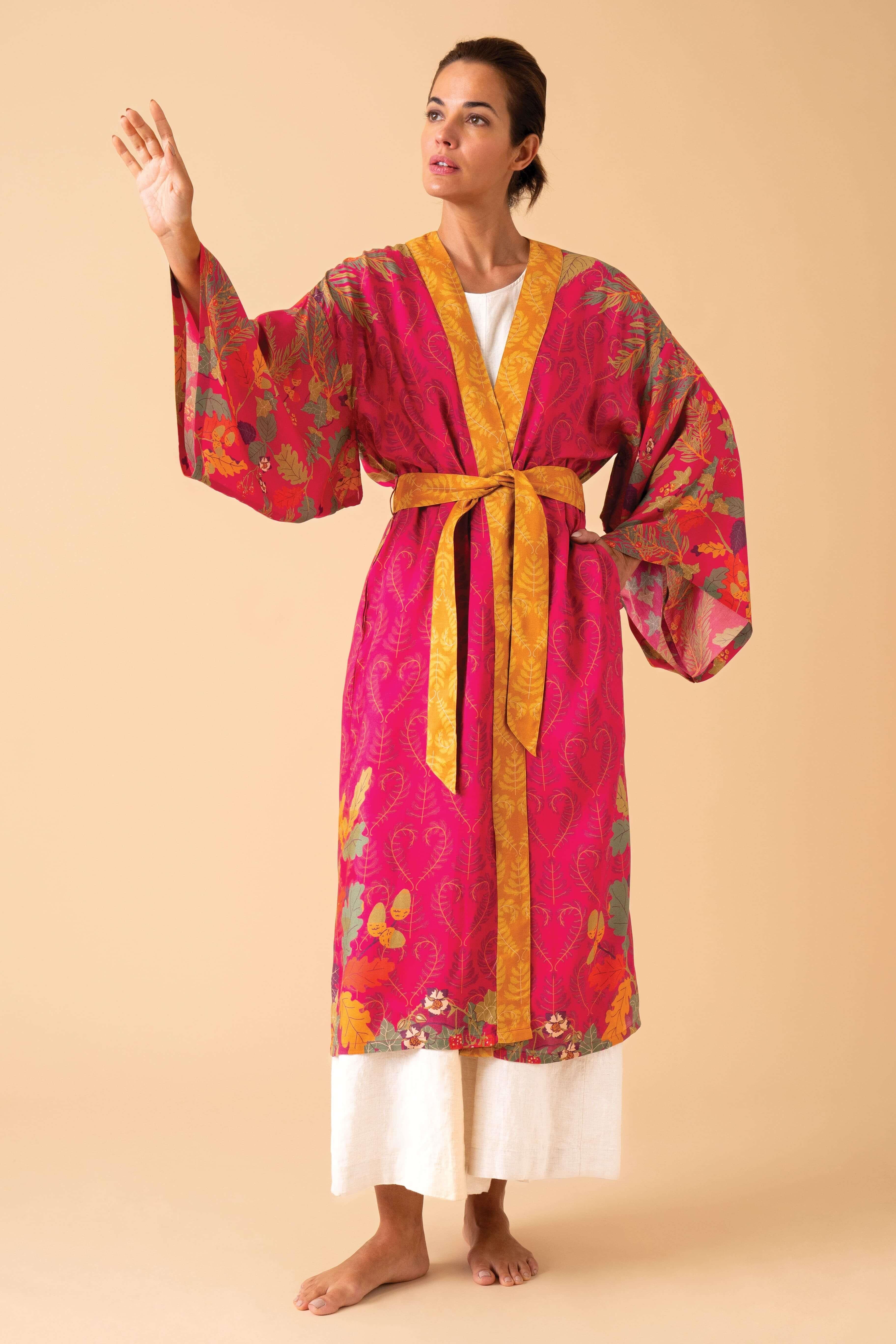 Enchanted Evening Doe Kimono Gown - Fuchsia