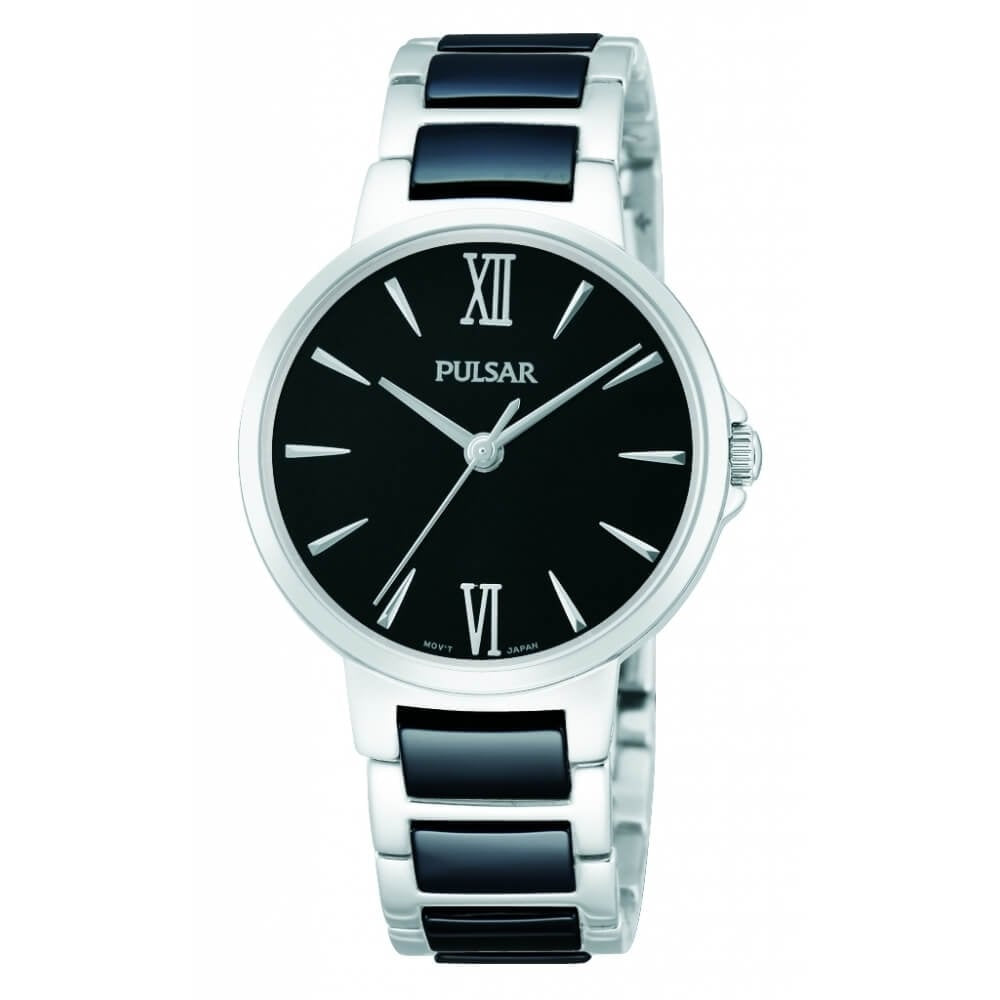 Womens Stainless Steel Ceramic Bracelet Watch