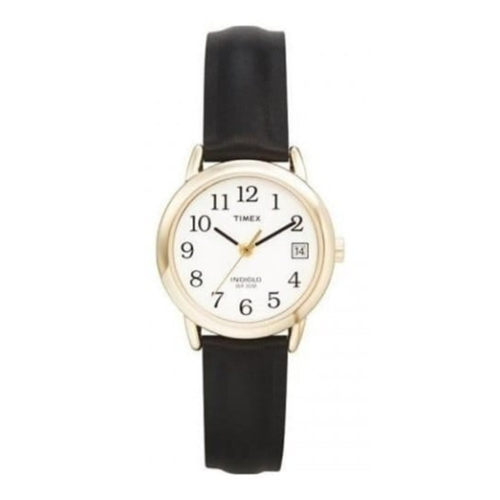 Ladies Indiglo Night Light Black Leather Strap Watch