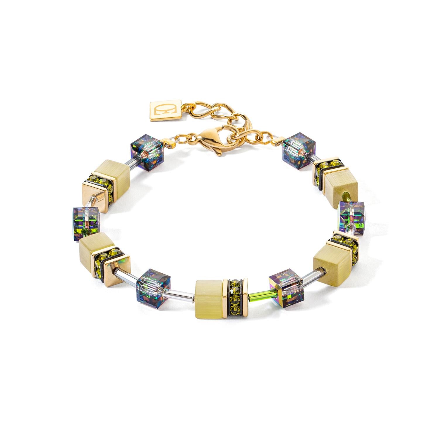 GeoCUBE Iconic Mono Gold Plated Olive Bracelet