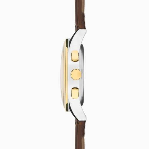 Racer Chronograph Champagne Dial With Two Tone Case & Brown Leather Strap Men's Watch