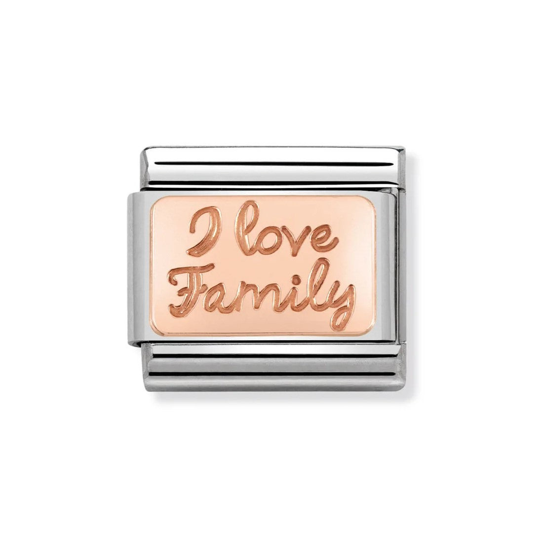Composable Classic I Love Family Engraved Rose Gold Plate In Stainless Steel Charm