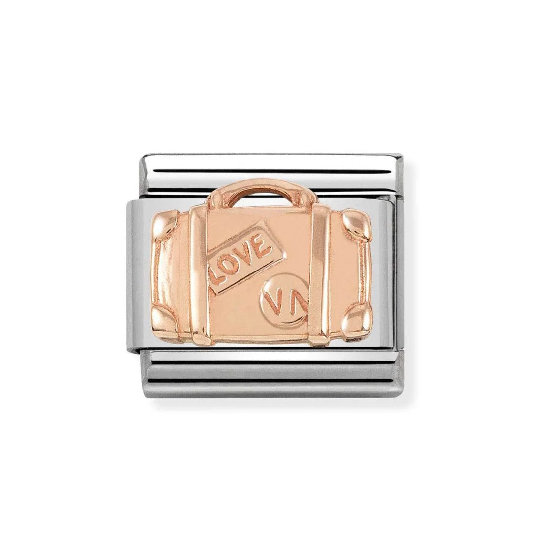 Composable Classic Steel & 9k Rose Gold Suitcase Charm