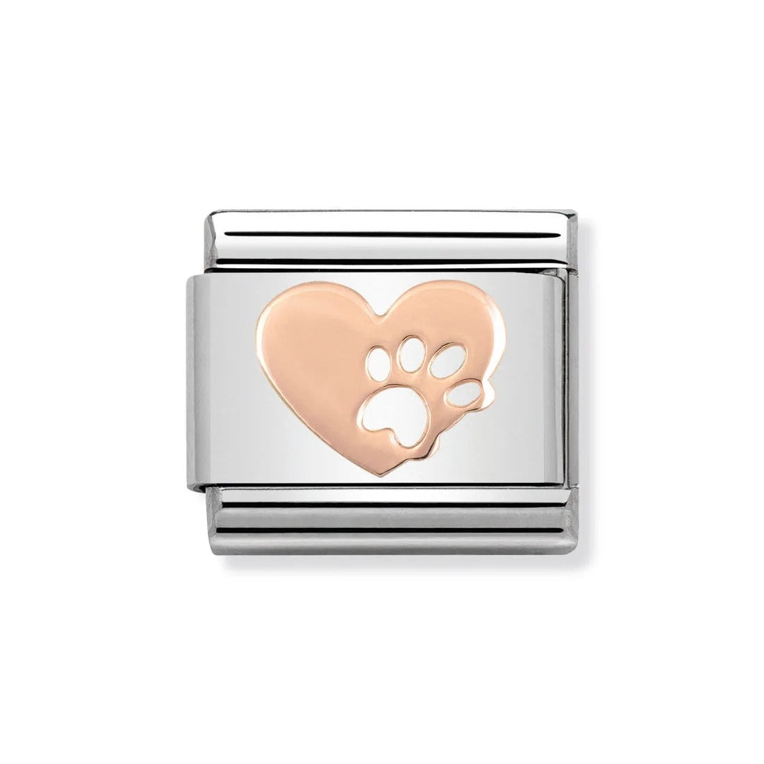 Classic 9ct Rose Gold Paw Print Heart Link