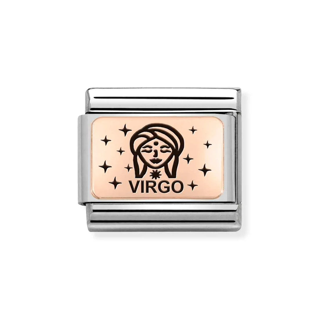 Composable Classic Stainless Steel Link With 9K Rose Gold Virgo Zodiac Symbol