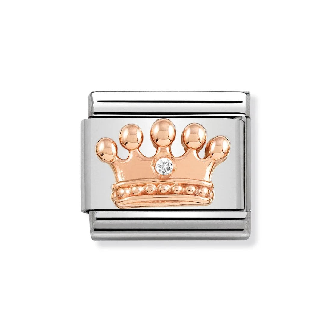 Classic Symbols Link Crown CZ 9k Rose Gold