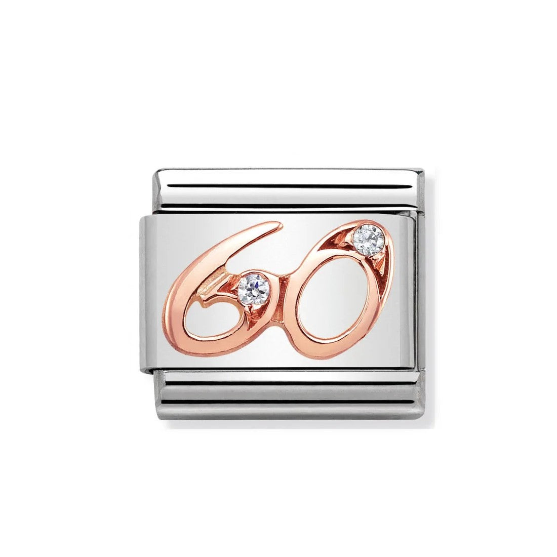 Classic Link In Stainless Steel With Rose Gold 60 & CZs