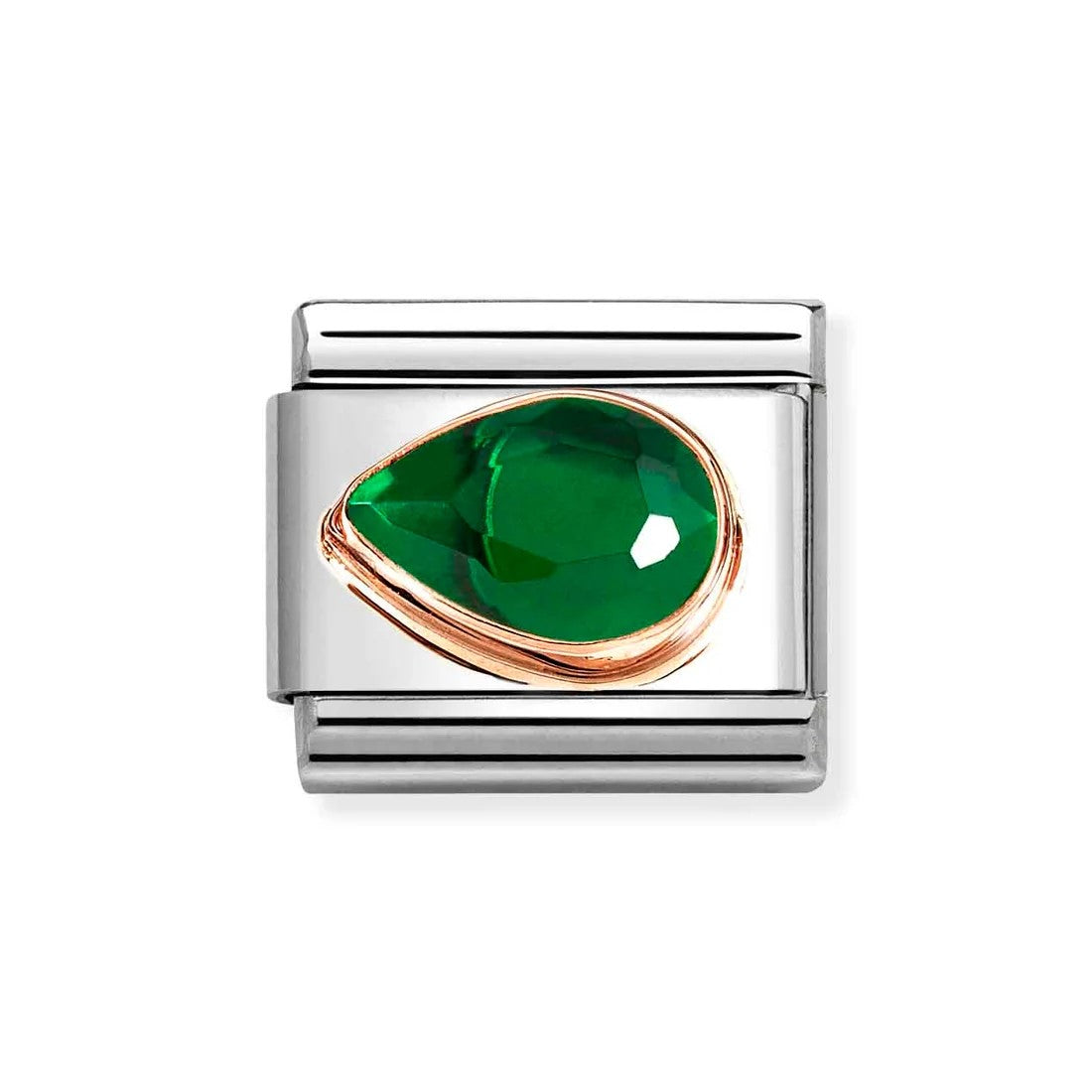 Composable Classic Link With Green Faceted Left Drop Charm In 9K RG
