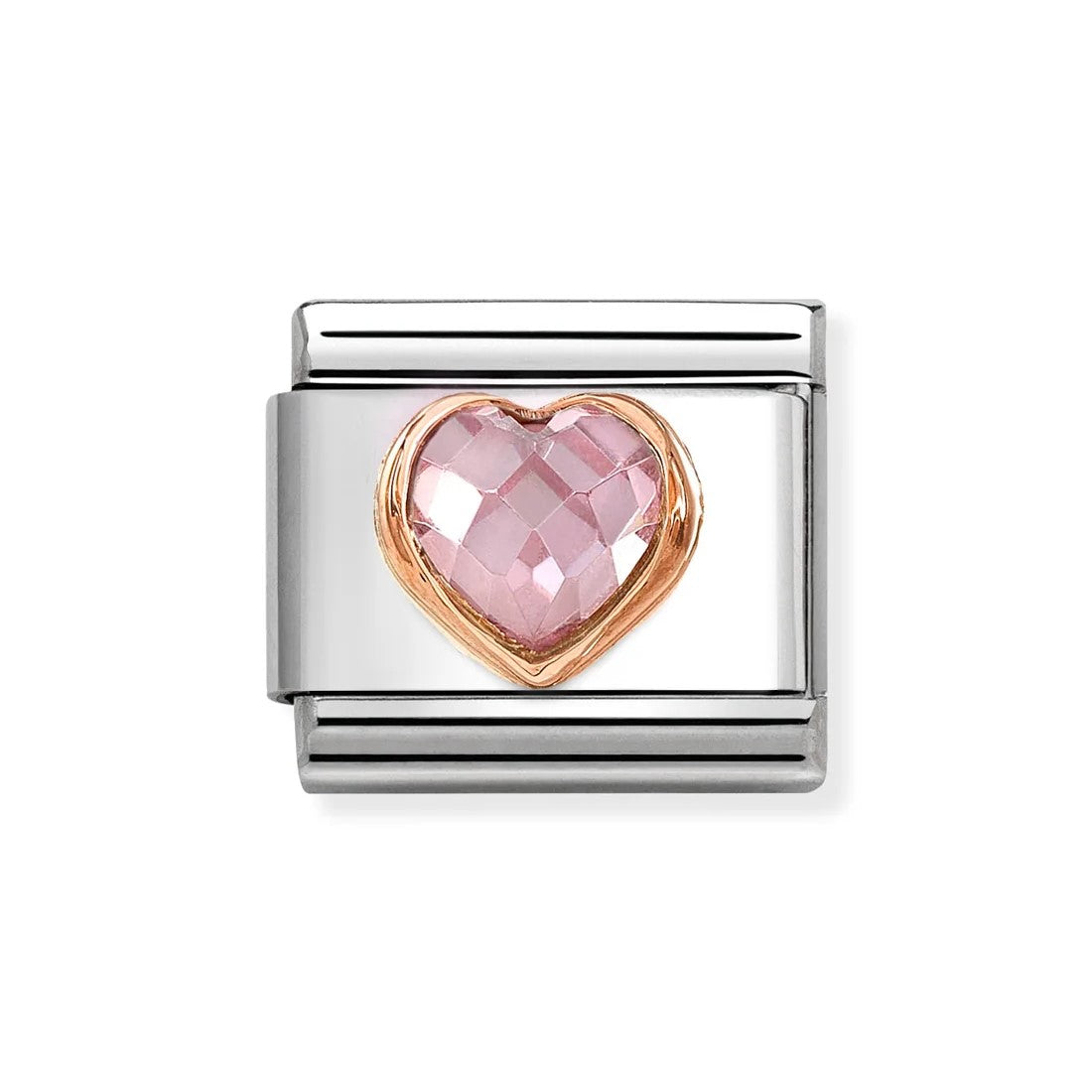 Composable Classic Pink CZ Heart In 9K Rose Gold Charm