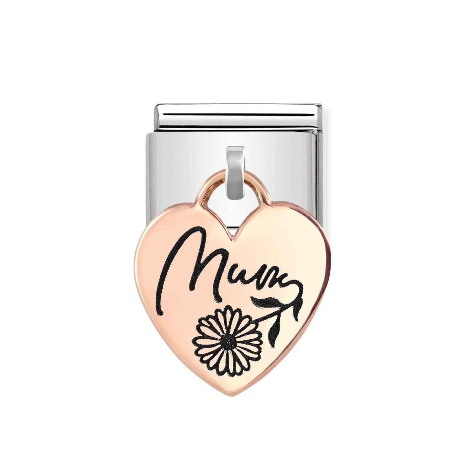 Composable Classic Heart Pendant With Mum In 9K Rose Gold Charm